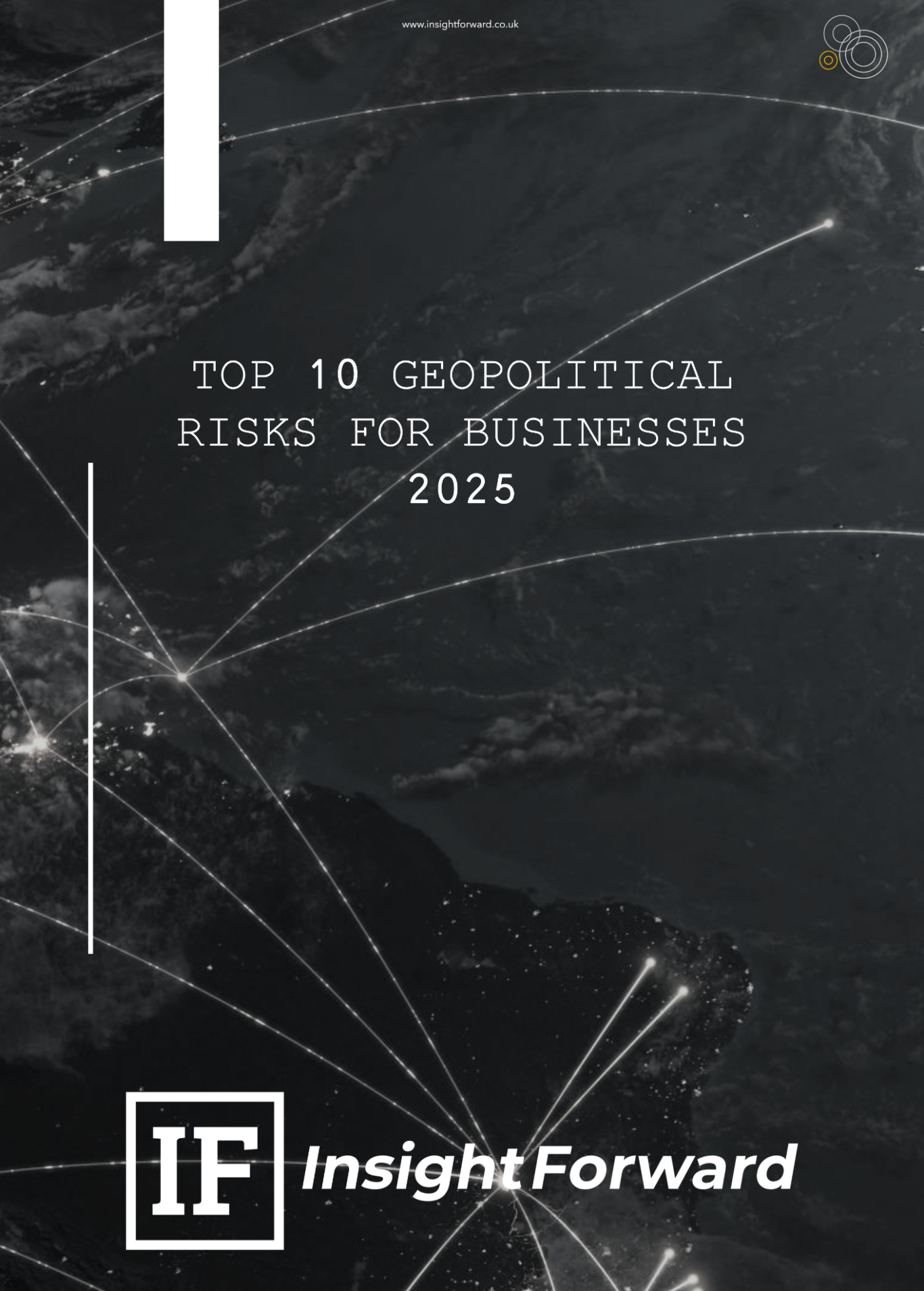 Cover of a report titled "Top 10 Geopolitical Risks for Businesses 2025".