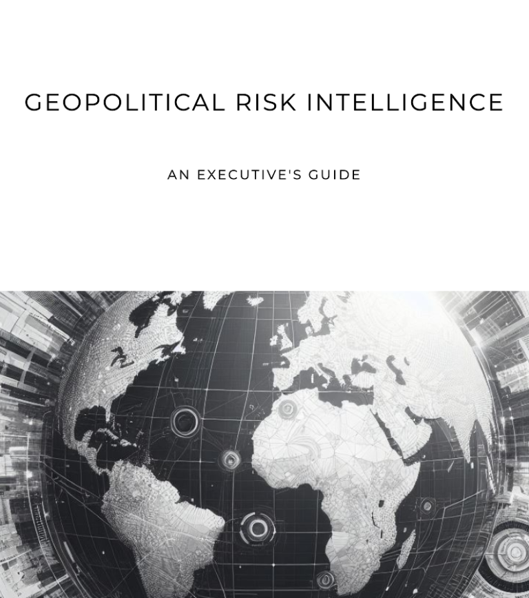 Title "Geopolitical Risk Intelligence" with a world map background.